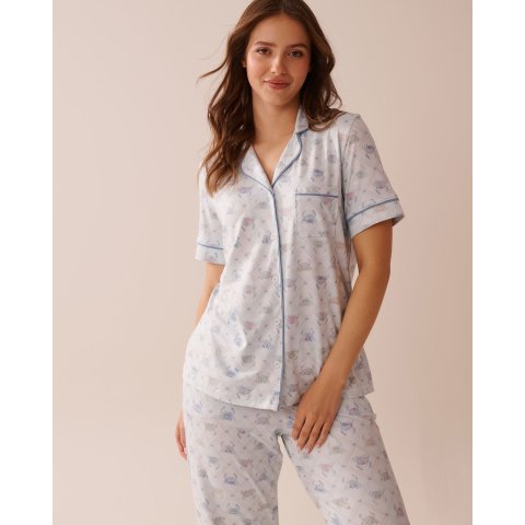 Crab Print 超软短袖衬衫