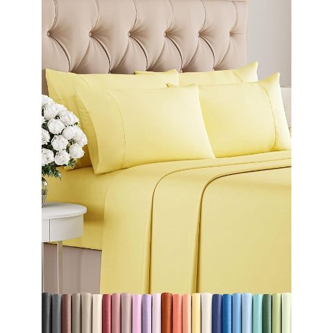 Queen 床单六件套 柔软 黄色
