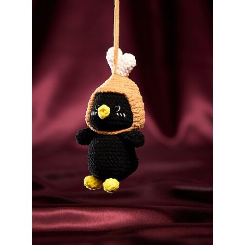手工编织黑色小鸟挂饰