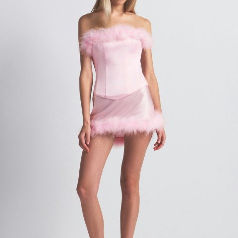 低腰羽毛 迷你裙