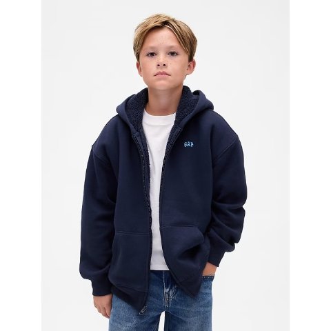 大童加绒拉链连帽卫衣