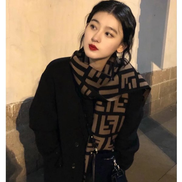  FF流苏围巾 拼接款