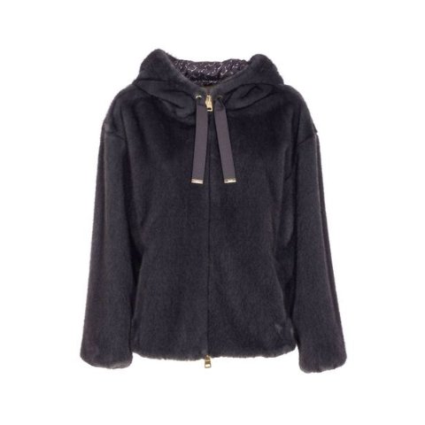 Shearling 连帽抽绳外套