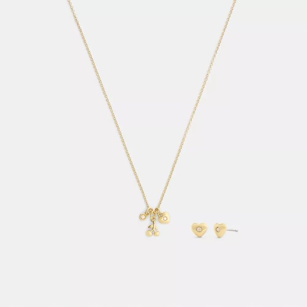 Cherry 心形耳环项链套装