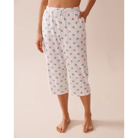 Crab Print 罗纹七分睡裤