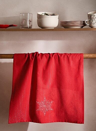 Christmas 银色雪花茶巾