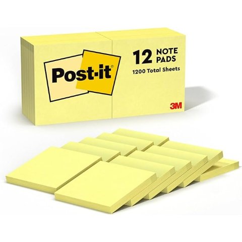 Post-it 便签 3x3寸 12本 黄色