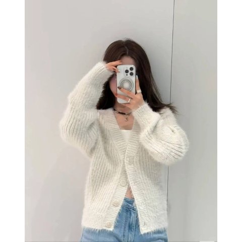 Calvin Klein这件很韩！马海毛短开衫