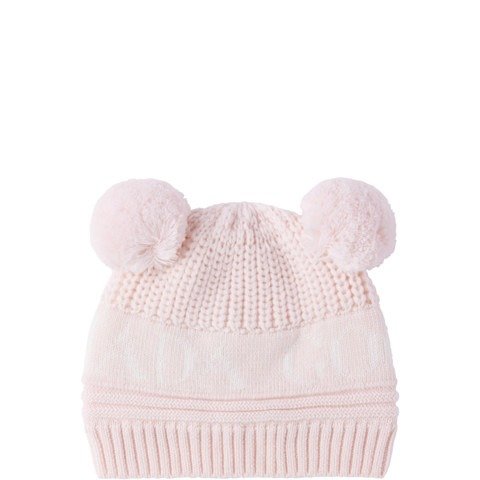 Baby 粉色双球毛线帽