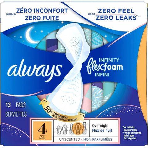 Always Infinity 带护翼夜用卫生巾 Size 4 液体黑科技