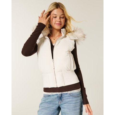 Y2K连帽马甲 人造毛