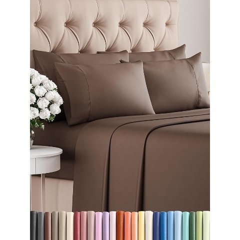 Queen 棕色六件套 透气床单