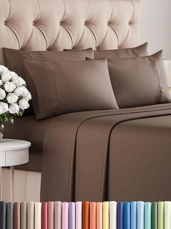 Queen 棕色六件套 透气床单