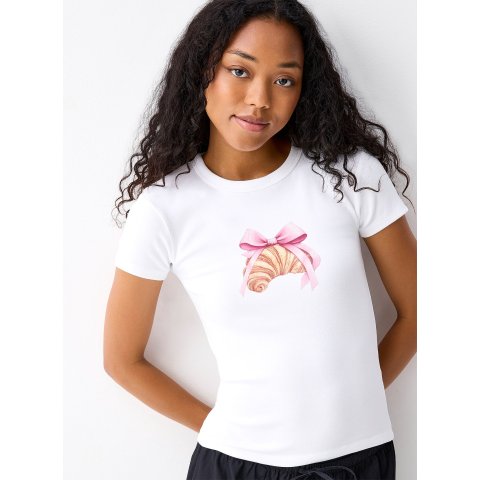 92%有机棉 带弹性Applique 超修身圆领T恤