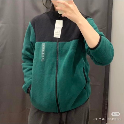 Uniqlo成人穿也合适~大童抓绒外套 全拉链