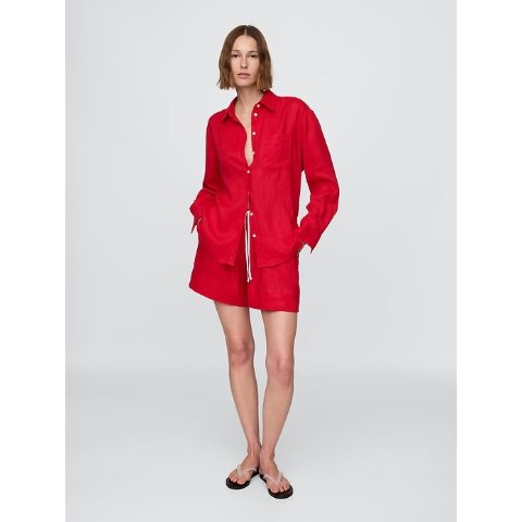 100%亚麻休闲短裤