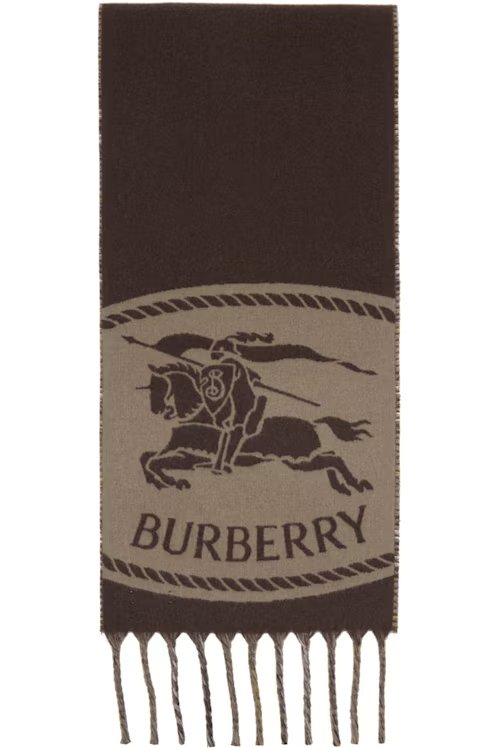 Brown & Taupe 骑士图案双面围巾