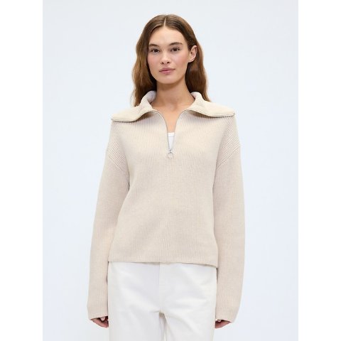 Relaxed 罗纹拉链毛衣