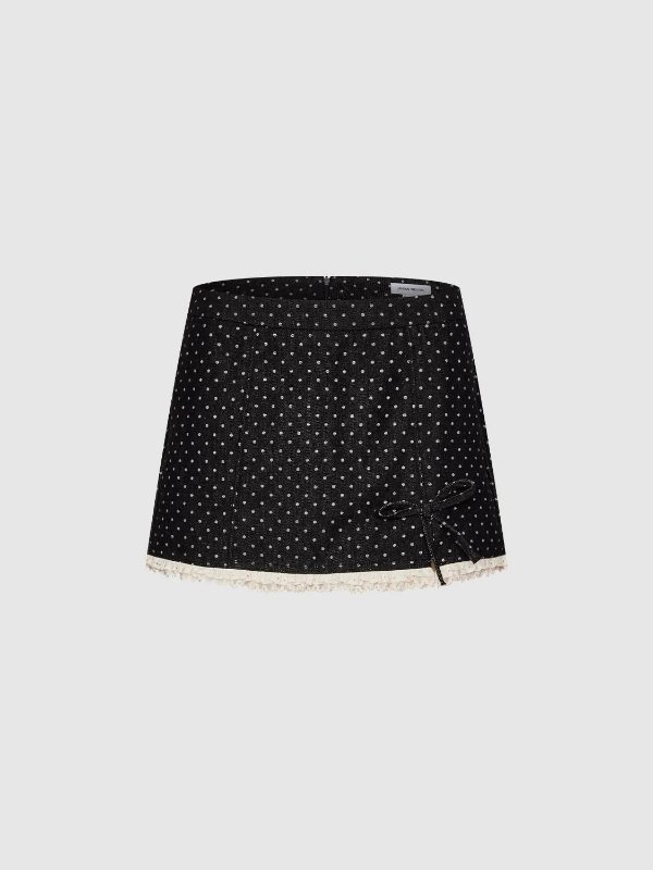 Denim 牛仔波点迷你裙 蓝色