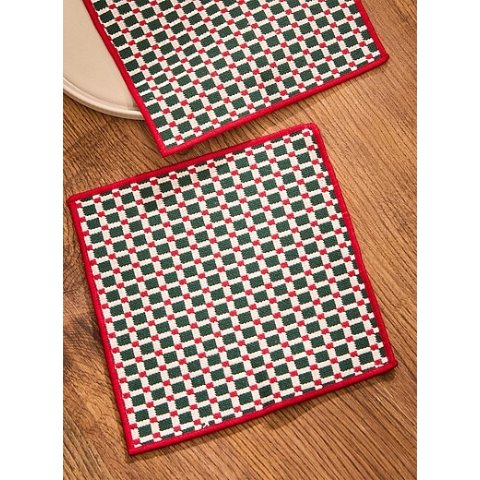 绿色格子编织洗碗布 2条装