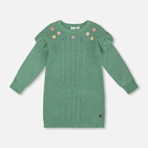 针织连衣裙 浅绿 荷叶边