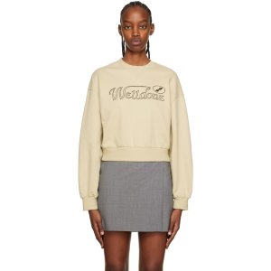 米色 Cursive Logo 套头衫