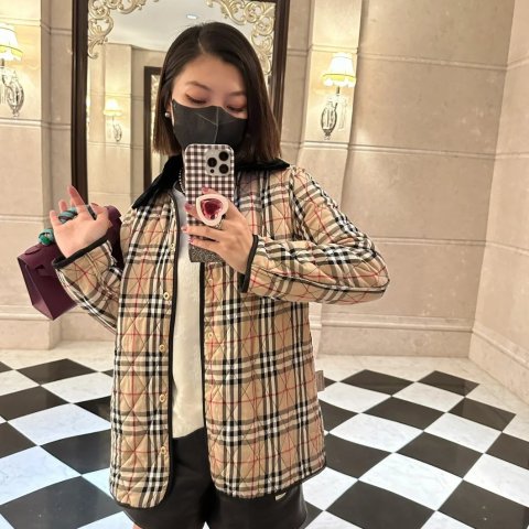 Burberry偷偷降价!冲12y，14yKids 格纹棉服 米色