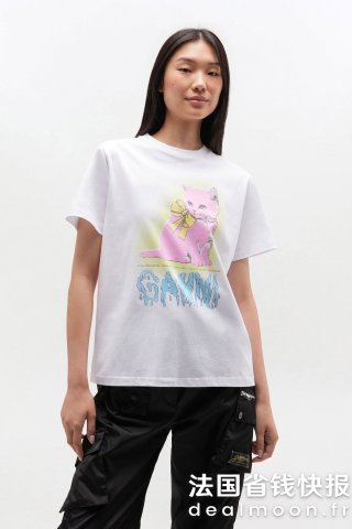 Ganni首次打折猫咪T恤 白色