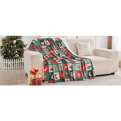 Cozy 圣诞印花法兰绒毯 50x60英寸