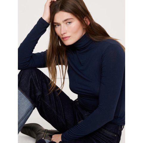 Luxe 长袖羊毛混纺高领T恤