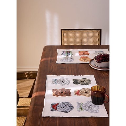 微笑狗狗编织餐垫 2片