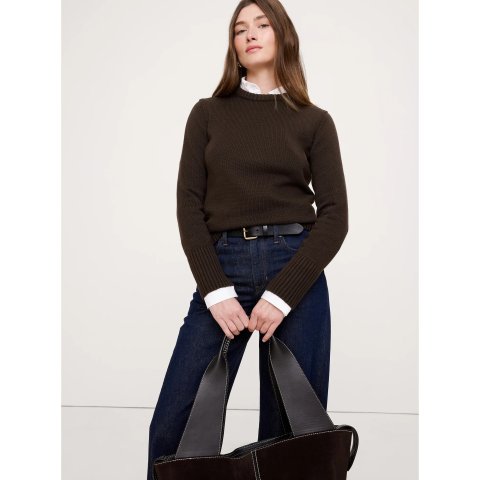 棉&真丝圆领毛衣