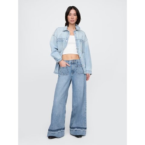 Baggy牛仔裤 宽松中腰