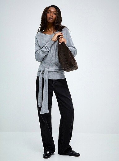 Batwing 蝙蝠袖绑带毛衣