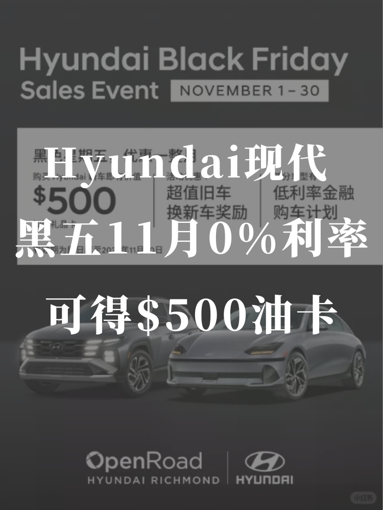 Hyundai现代 黑五11月优惠0%利...
