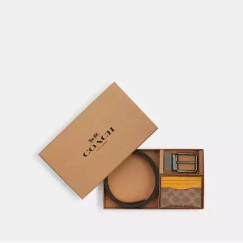 Coach 标志帆布卡包腰带套装