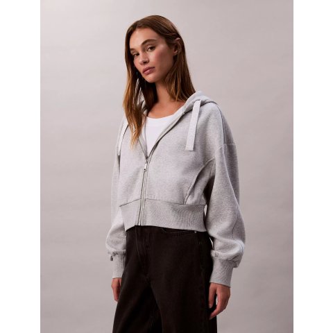 拉链短款连帽卫衣 