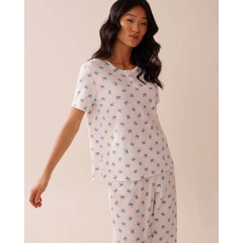 Crab Print 罗纹T恤