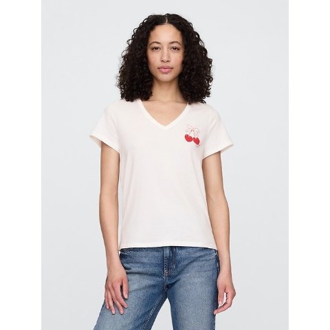 Favorite V领印花T恤