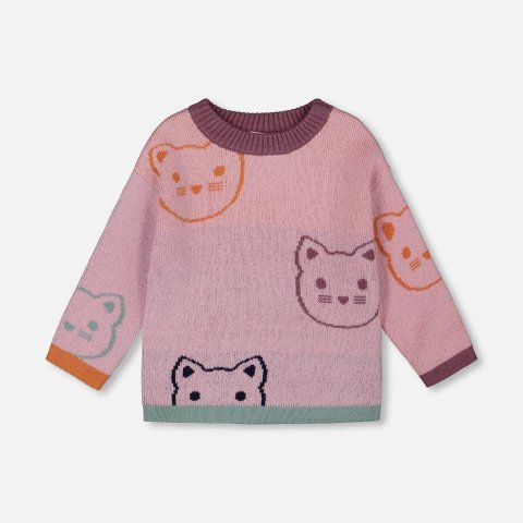 Knit 杰卡德毛衣 猫咪 粉色