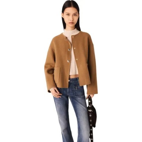 双面呢大衣 可拆领