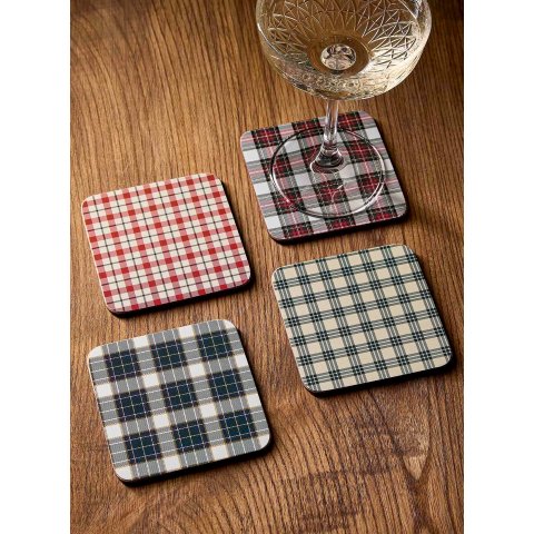 Tartan 软木杯垫 4片装