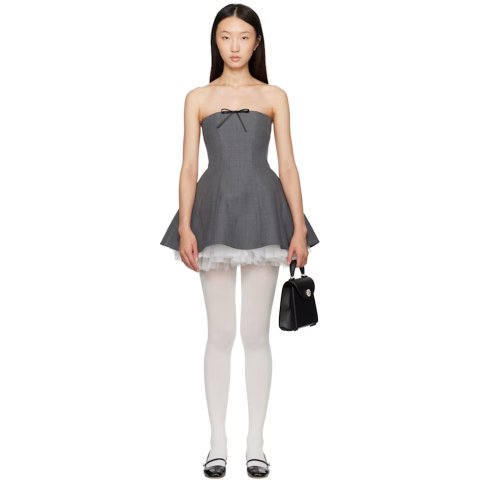 shushutong无肩带蓬松迷你连衣裙 两件套