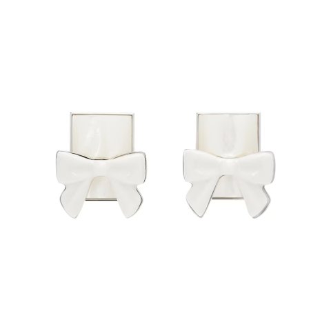 Shushutong X YVMIN 蝴蝶结陶瓷方形耳环