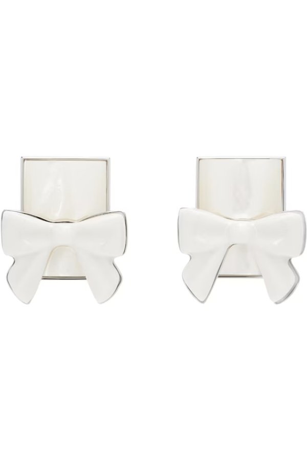 Shushutong X YVMIN 蝴蝶结陶瓷方形耳环