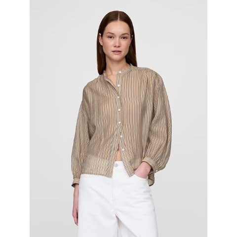 透明按扣前开衬衫