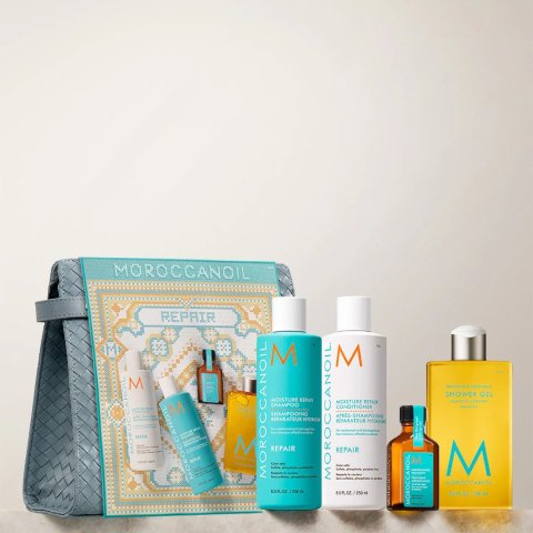 修护洗护发礼盒4件套 修复洗护+发油+沐浴露+编织化妆包