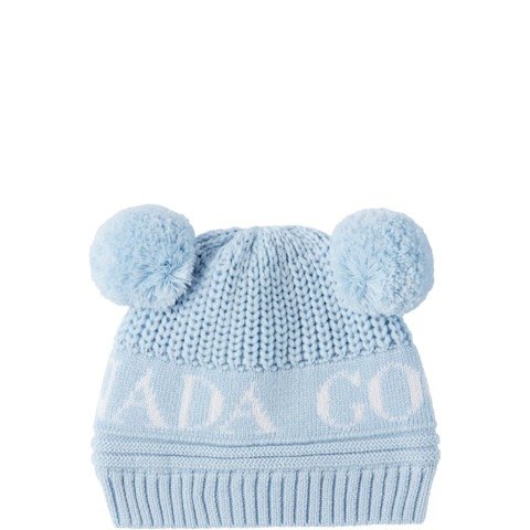 Double Pom 婴儿蓝毛线帽