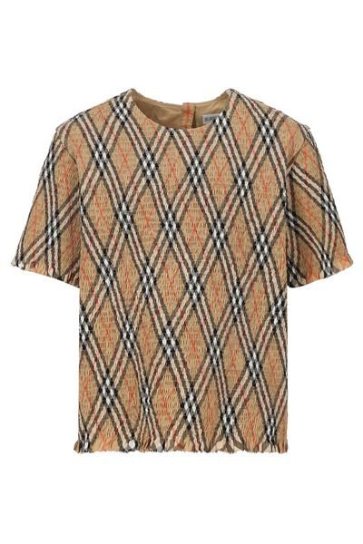 Checked 圆领上衣