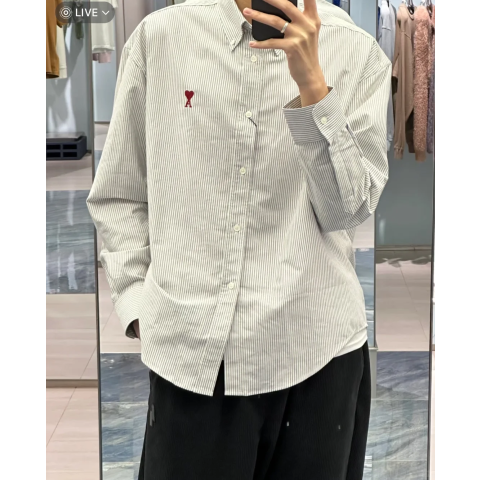 Ami Ami de Coeur 纯棉衬衫 蓝白色
